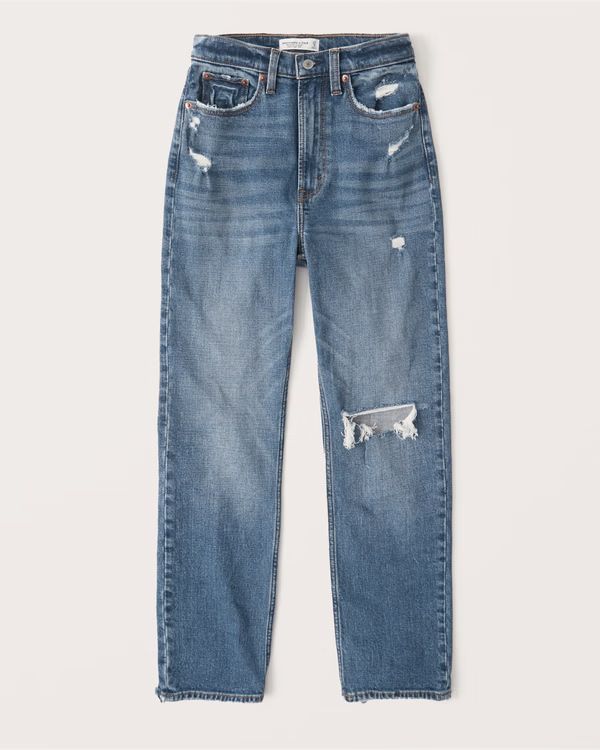 Curve Love Ultra High Rise Ankle Straight Jeans | Abercrombie & Fitch (US)