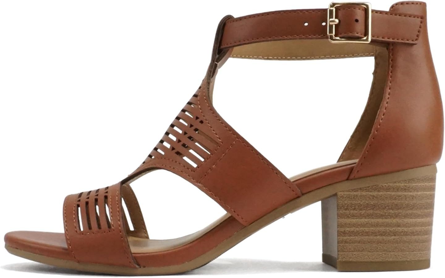 Soda “Norway” ~ Women Open Toe Closed Back Counter Cutout Upper Low Block Heel Sandal with Ad... | Amazon (US)