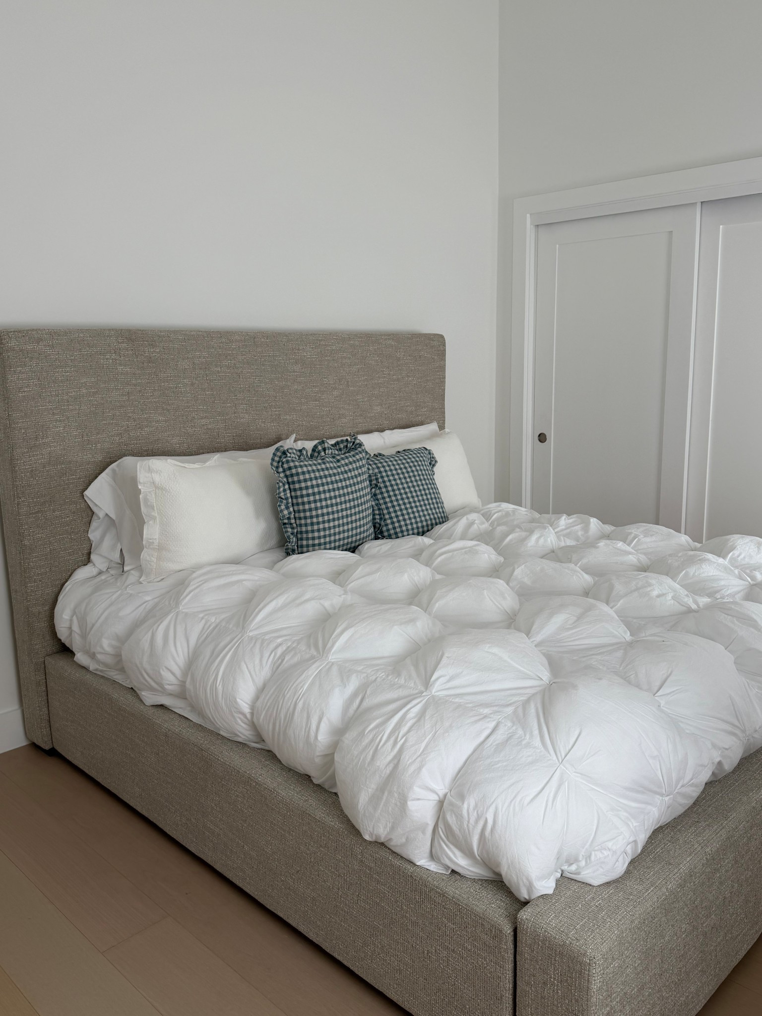 absolutely love my bed!!! feels like a cloud 🤍☁️ the comforter is cotton! 

#LTKmorningroutine #LTKdayinmylife #LTKHome