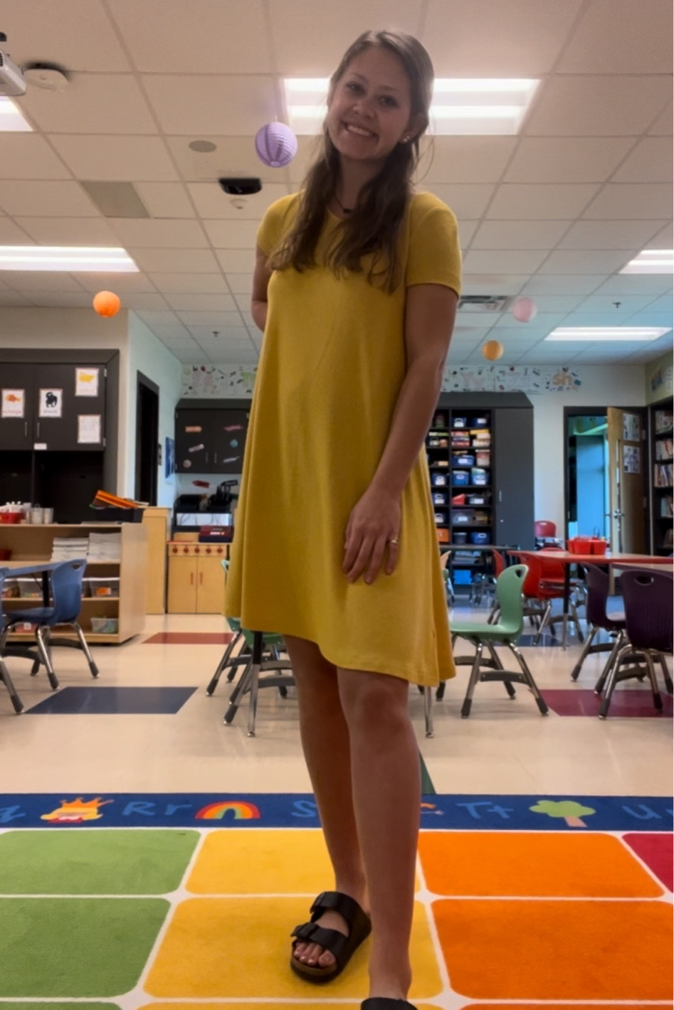 Teacher outfit! Old navy swing dresses are perfect for teaching, church, casual wear, etc. I wear an xs! 