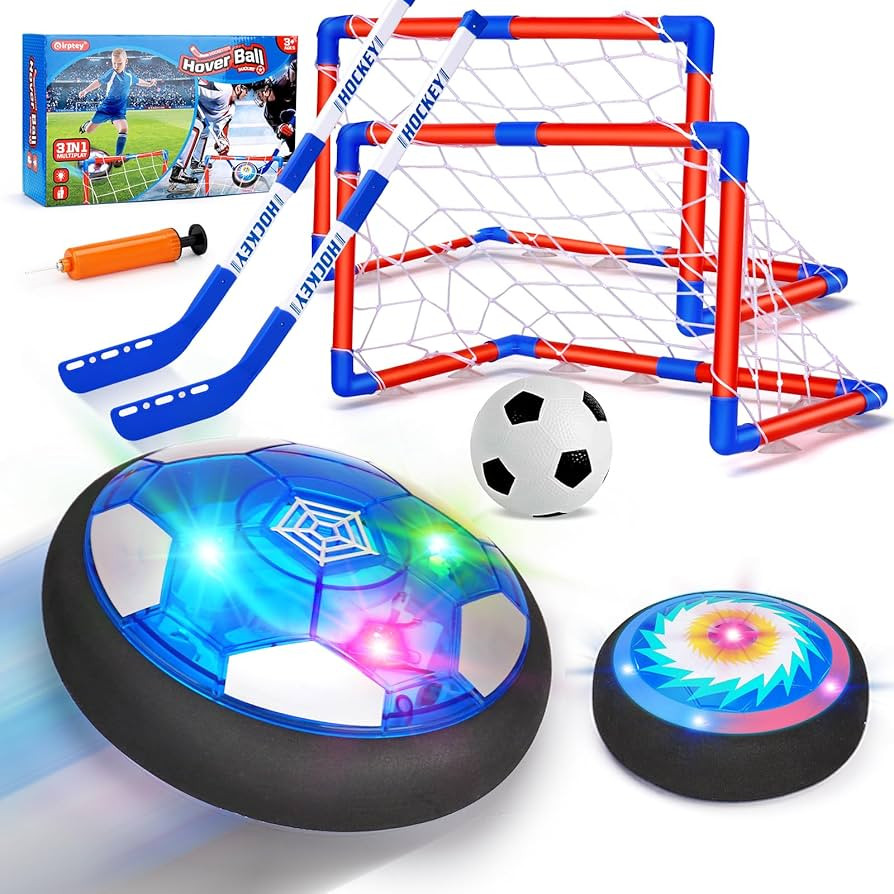 3 in 1 Hover Soccer Ball Toddler Hockey Set with LED Lights Indoor Toys for Kids Soccer for Boys ... | Amazon (US)
