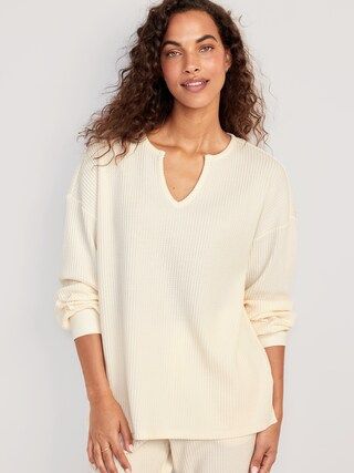 Long Sleeve Waffle-Knit Pajama Top for Women | Old Navy (CA)
