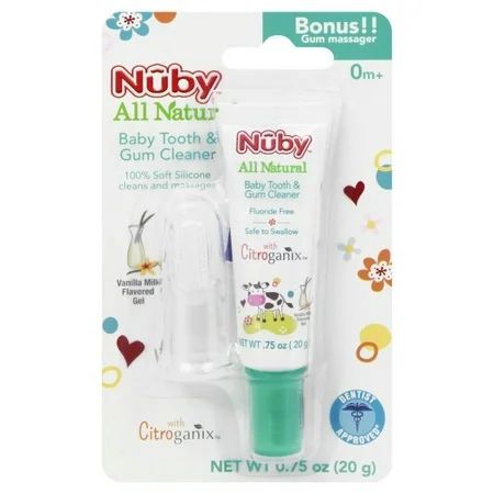 Nuby All Natural Baby Tooth and Gum Cleaner with Silicone Finger Gum Massager, .75 Oz | Walmart (US)