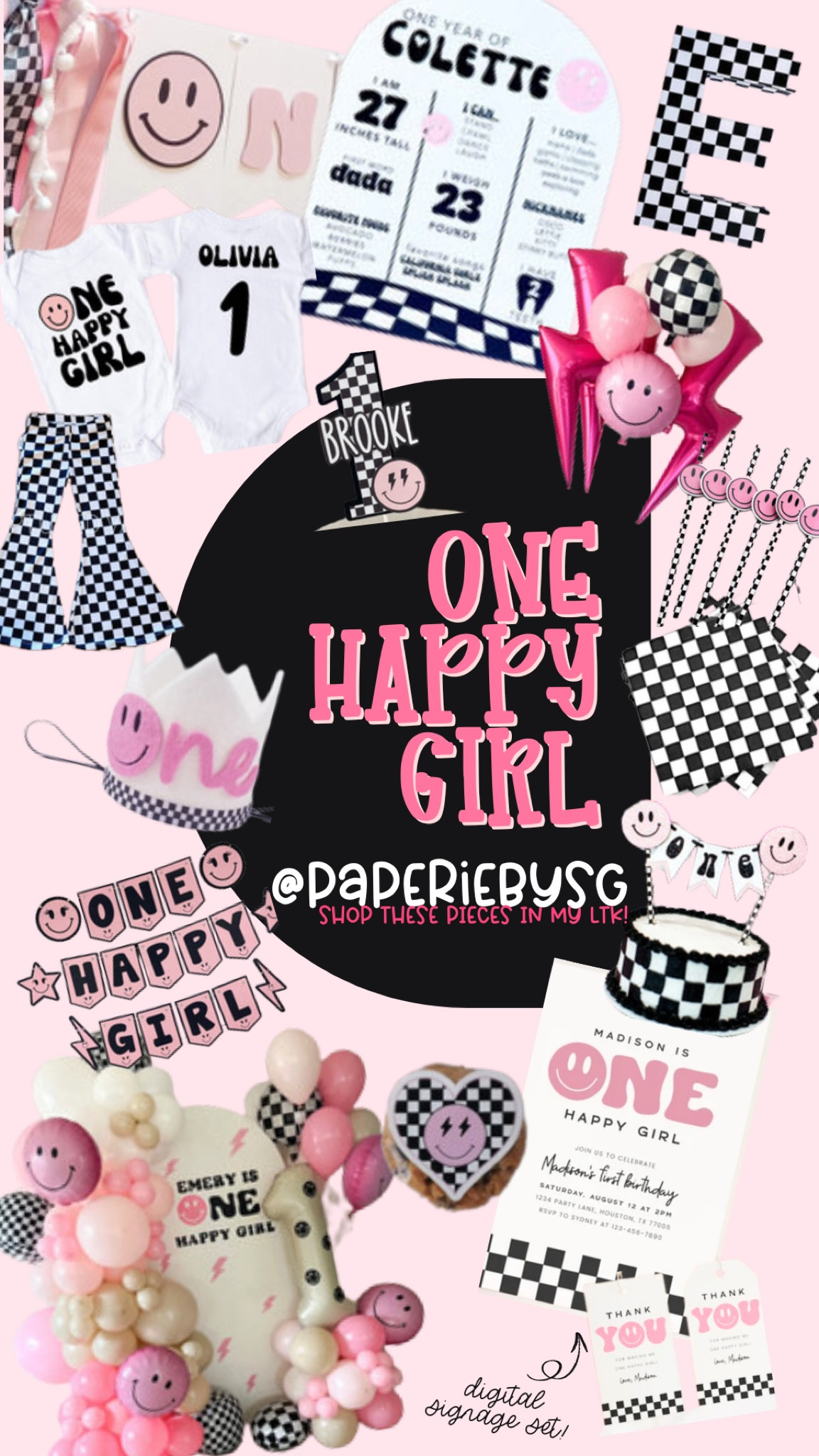 Girls First Birthday Theme: One Happy Girl - Checkered - Smiley 

#LTKFamily #LTKParties #LTKKids