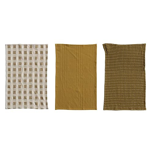 Creative Co-Op Creative Co-Op Woven Cotton Dish Cloths with Loop, Set of 3 in Muslin Bag, Natural and Olive Green | Amazon (US)