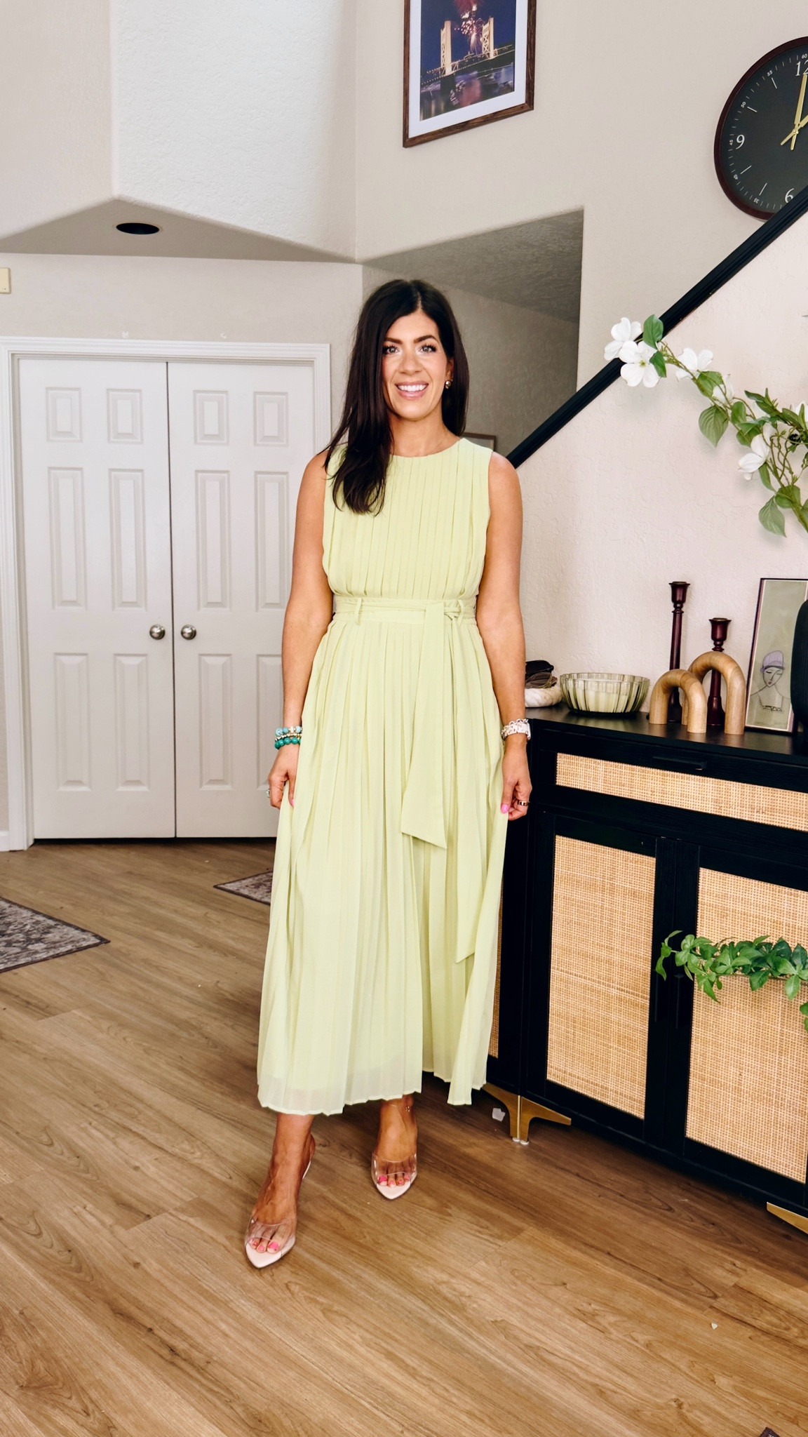 In a medium pleated chiffon dress

#LTKWedding #LTKTall #LTKMidsize