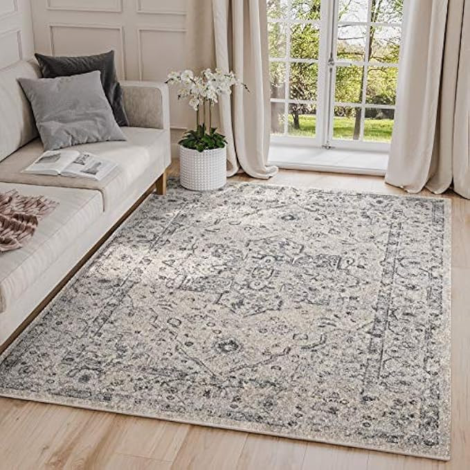 ABANI Floral Design Vintage Pattern Large Area Rug - 8x10, 100% Polypropylene, Turkish, Machine Made | Amazon (US)