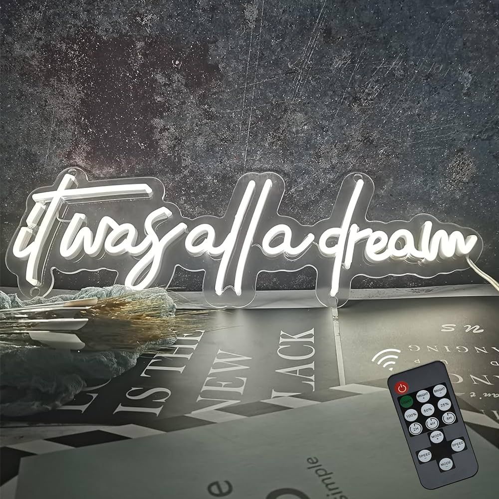27 Inch It Was All a Dream Neon Sign with Remote, Large Timed Neon Lights for Wall Decor, LED Han... | Amazon (US)