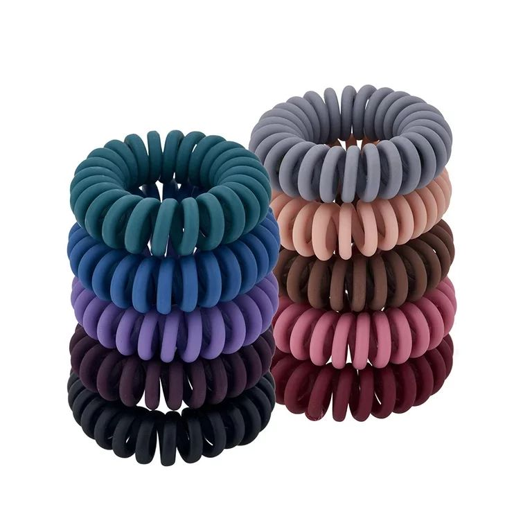 10 Pcs Spiral Hair Ties, Colorful Matte Hair Ties for Thick/Thin Hair, Ponytail Holder Coil Hair ... | Walmart (US)