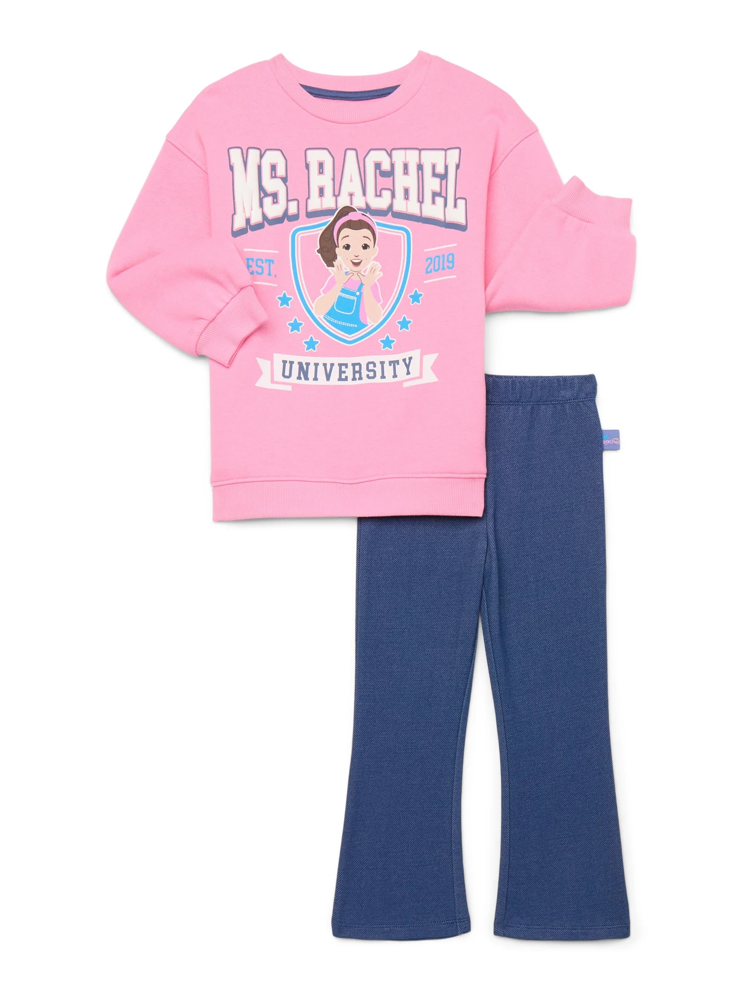 Ms. Rachel Toddler Girls Long Sleeve Graphic Print Sweatshirt and Matching Flare Leggings Set, 2-... | Walmart (US)