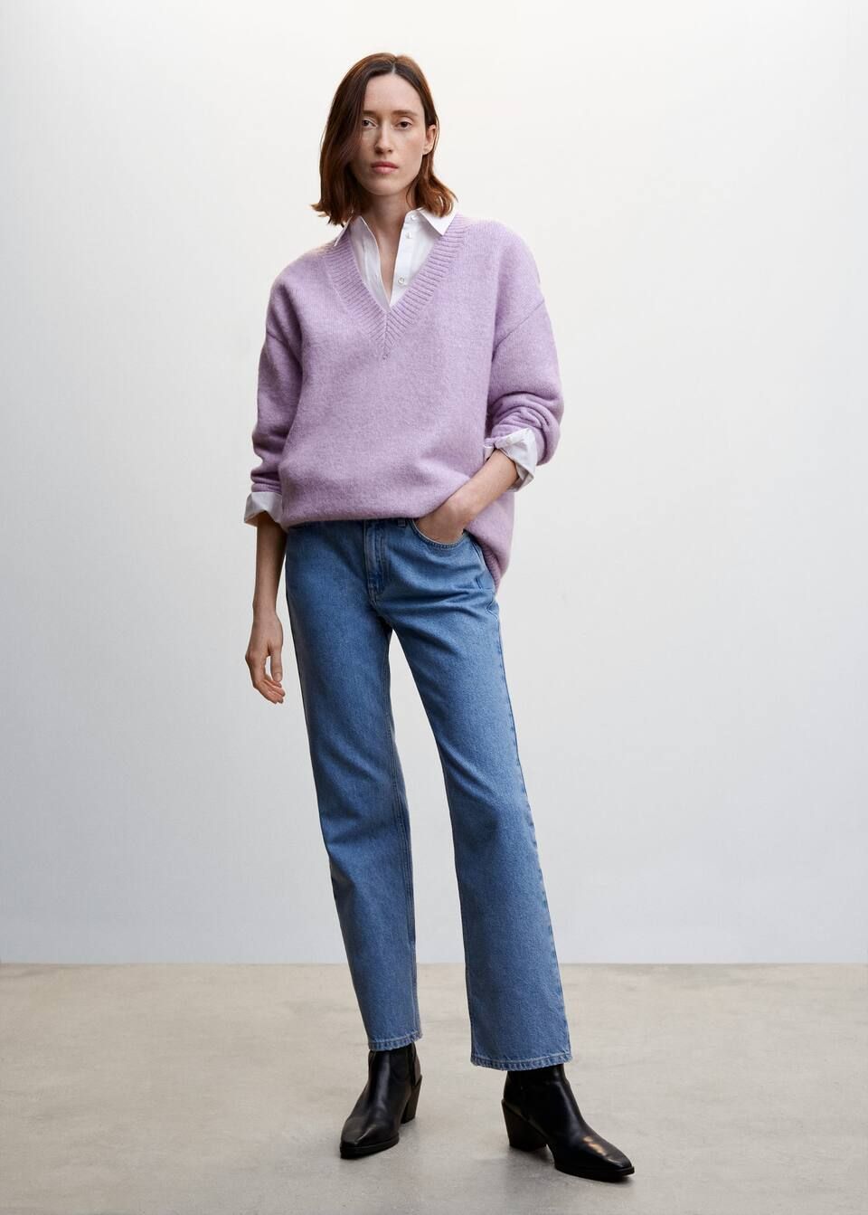 Chunky-knit V-neck sweater | MANGO (UK)