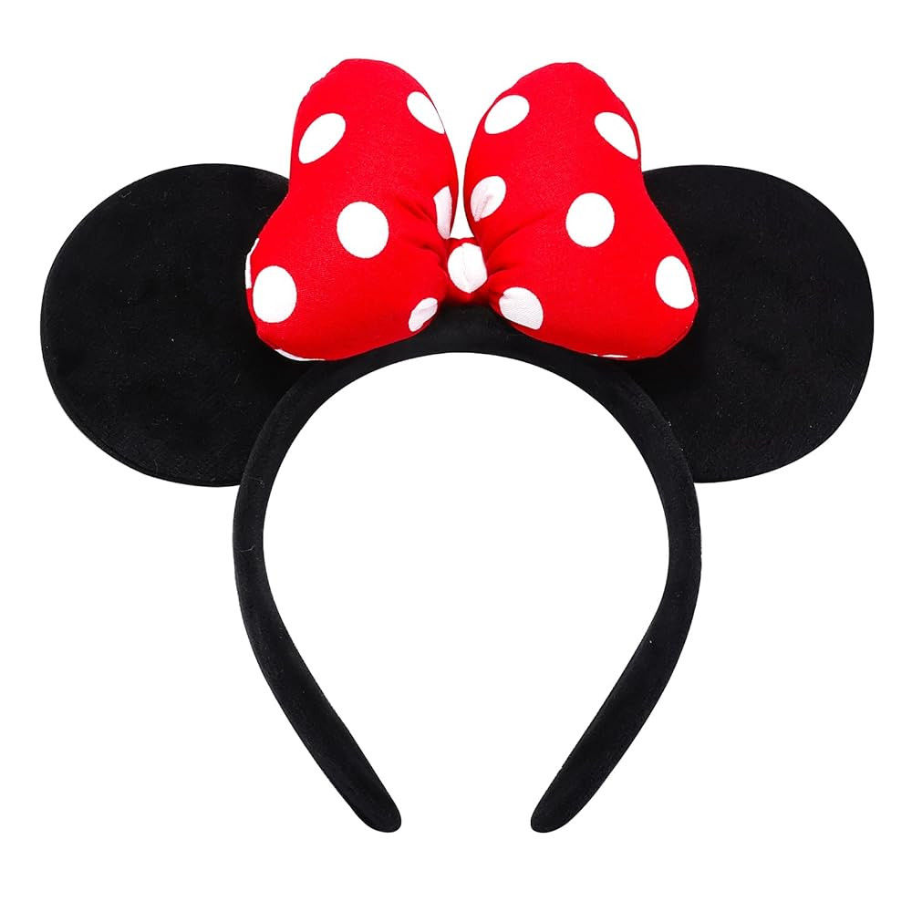 Handmade Mouse Ears Headband for Women and Girls, Polka Dot Bow Minnie Ears Costume Accessories | Amazon (US)