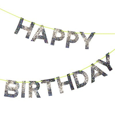 Meri Meri Silver Happy Birthday Garland (8' with excess cord - Pack of 1) | Target