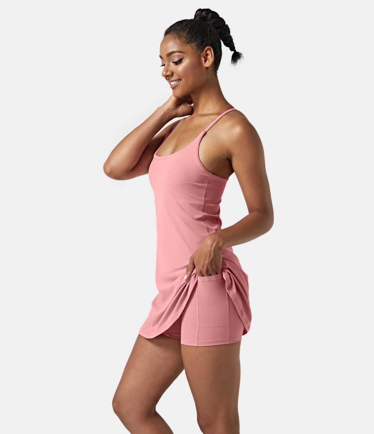 Women’s Softlyzero™ Airy Backless Cut Out 2-in-1 Pocket Cool Touch Mini Activity Dress-UPF50+... | HALARA