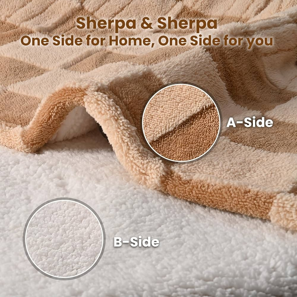 Bearhug Heated Blanket King Size 100" x 90" Dual Controller Electric Blanket, Reversible Brown Pl... | Amazon (US)