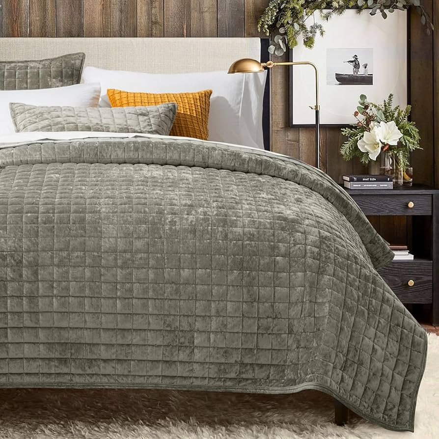 RECYCO Luxury Velvet Quilt Set Twin/Twin XL Size, Lightweight Velvet Comforter Set, Oversized Bed... | Amazon (US)