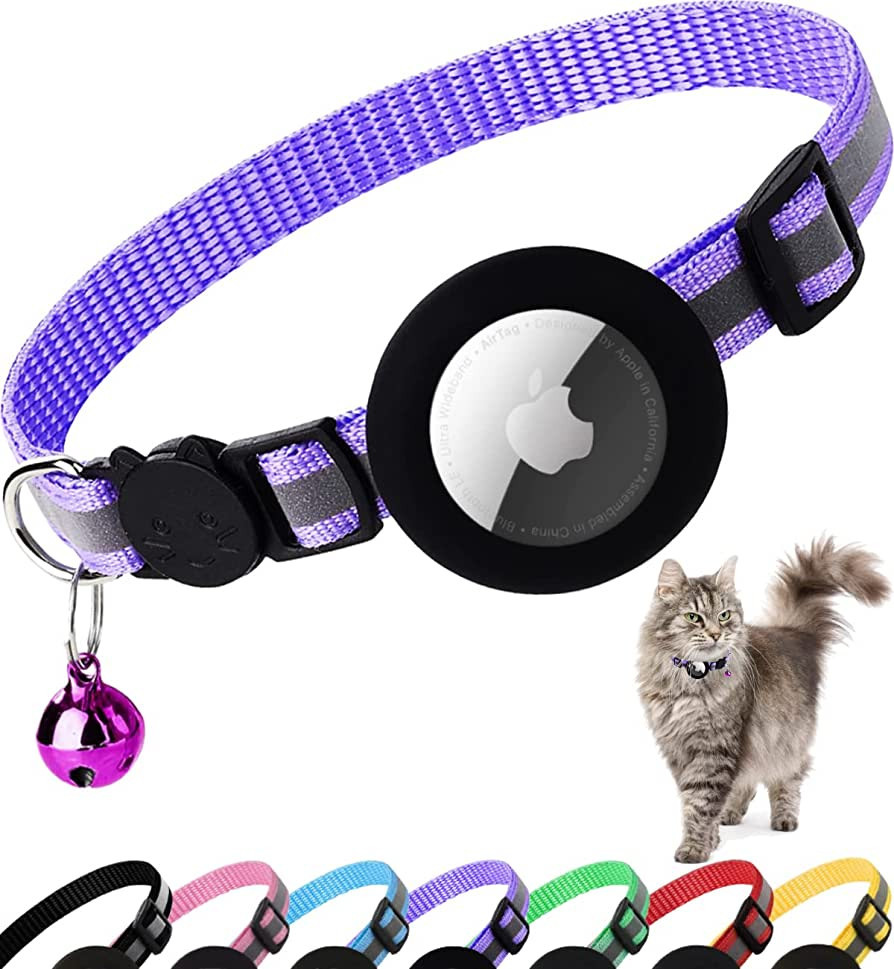 Airtag Cat Collar Breakaway, Reflective Kitten Collar with Apple Air Tag Holder and Bell for Girl... | Amazon (US)