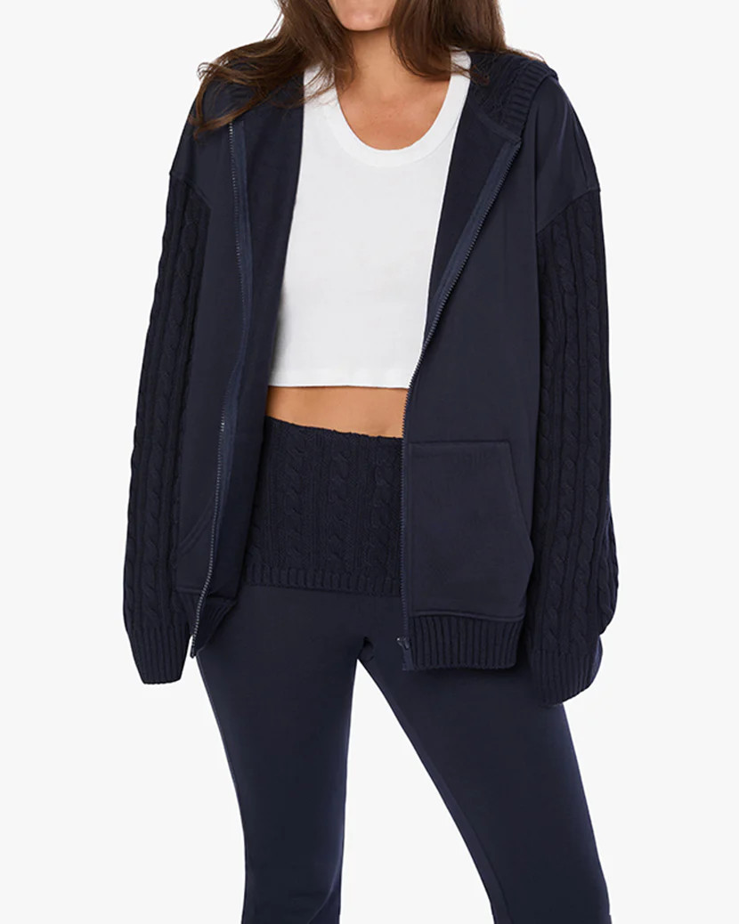 Cable Knit Sleeve Zip Up Hoodie | We Wore What