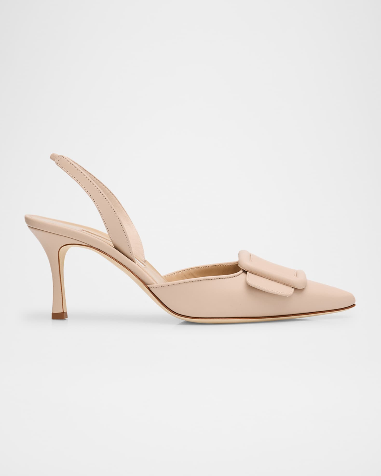 Manolo Blahnik Maysli Leather Buckle Halter Pumps | Neiman Marcus
