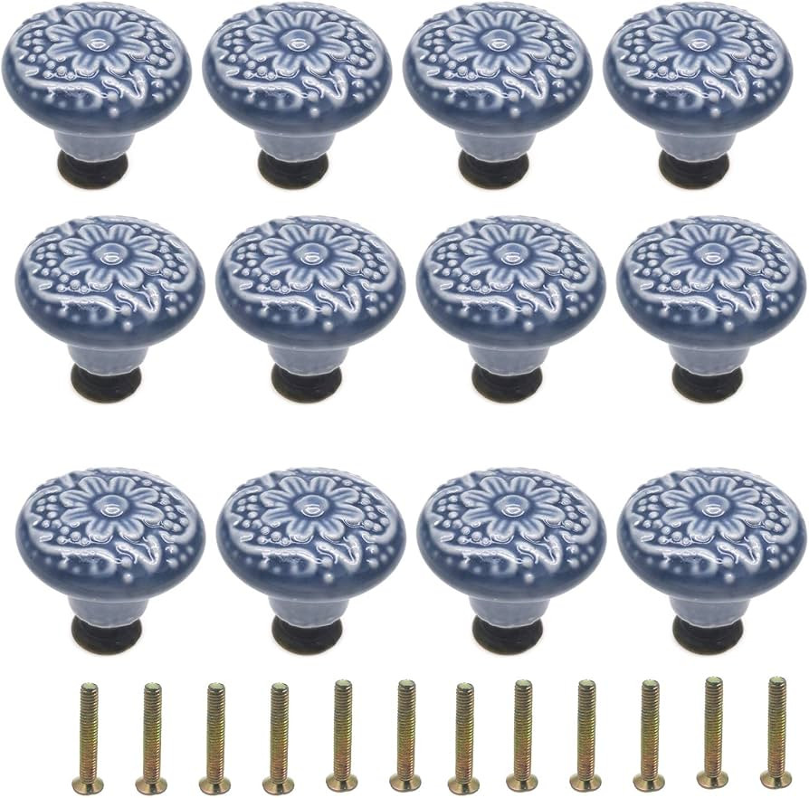 12Pcs Drawer Knobs Vintage Ceramic Knobs for Dresser Drawers Cabinet Knobs Decorative Pull Handle... | Amazon (US)