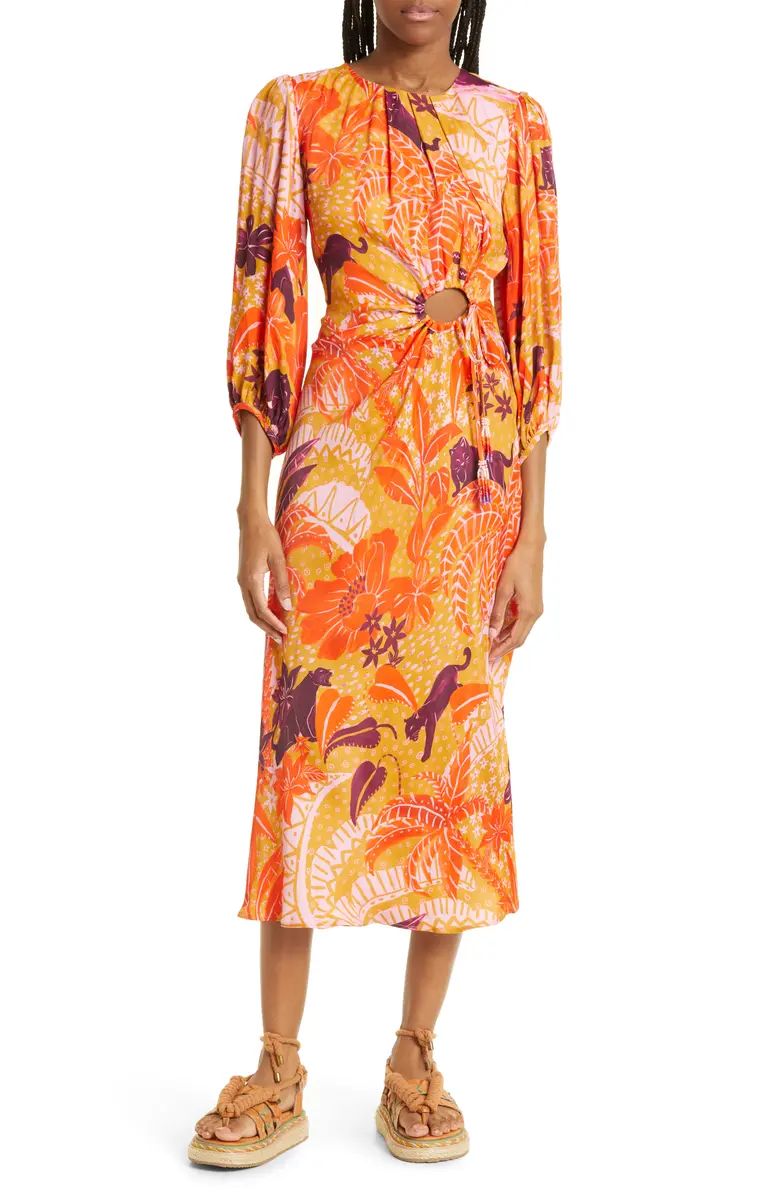 Jungle Panther Cutout Balloon Sleeve Dress | Nordstrom