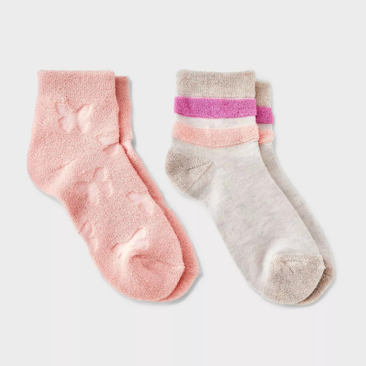 Girls' 2pk French Terry Butterfly Socks - art class™ Pink S | Target