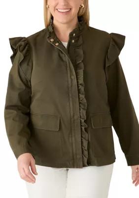 Plus Size Ruffle Trim Jacket | Belk