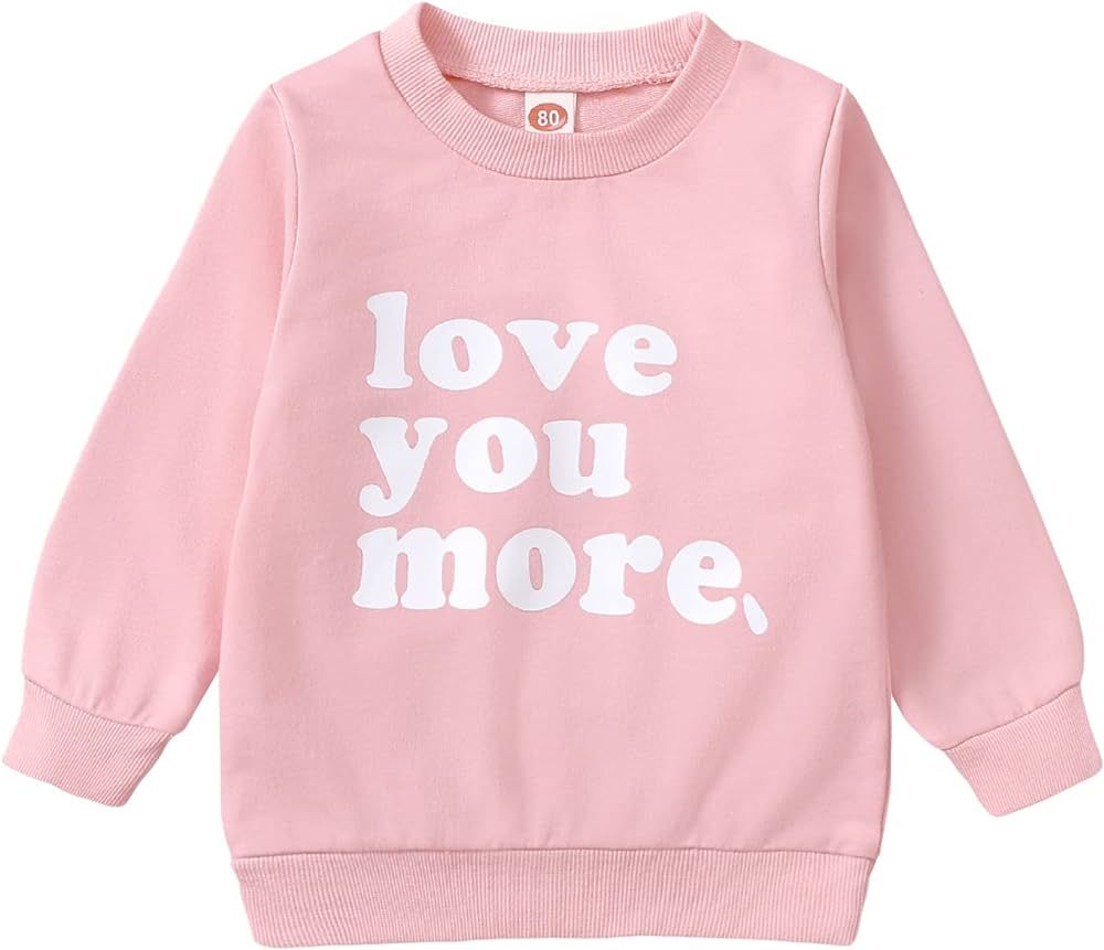 Valentine's Day-Toddler Baby Boy Girls Clothes Letter Printed Long Sleeve Pullover Sweatshirt Shi... | Amazon (US)