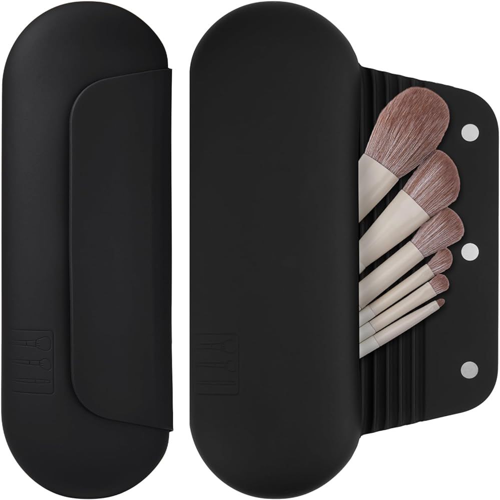 HJYLMM Silicone Makeup Brush Holder Travel Cosmetic Bag：Soft Portable Cosmetic Face Brushes Hol... | Amazon (US)