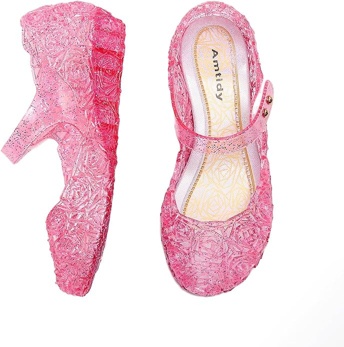 Amtidy Flats Mary Jane Dance Party Cosplay Shoes, Snow Queen Princess Birthday Sandals for Little... | Amazon (US)