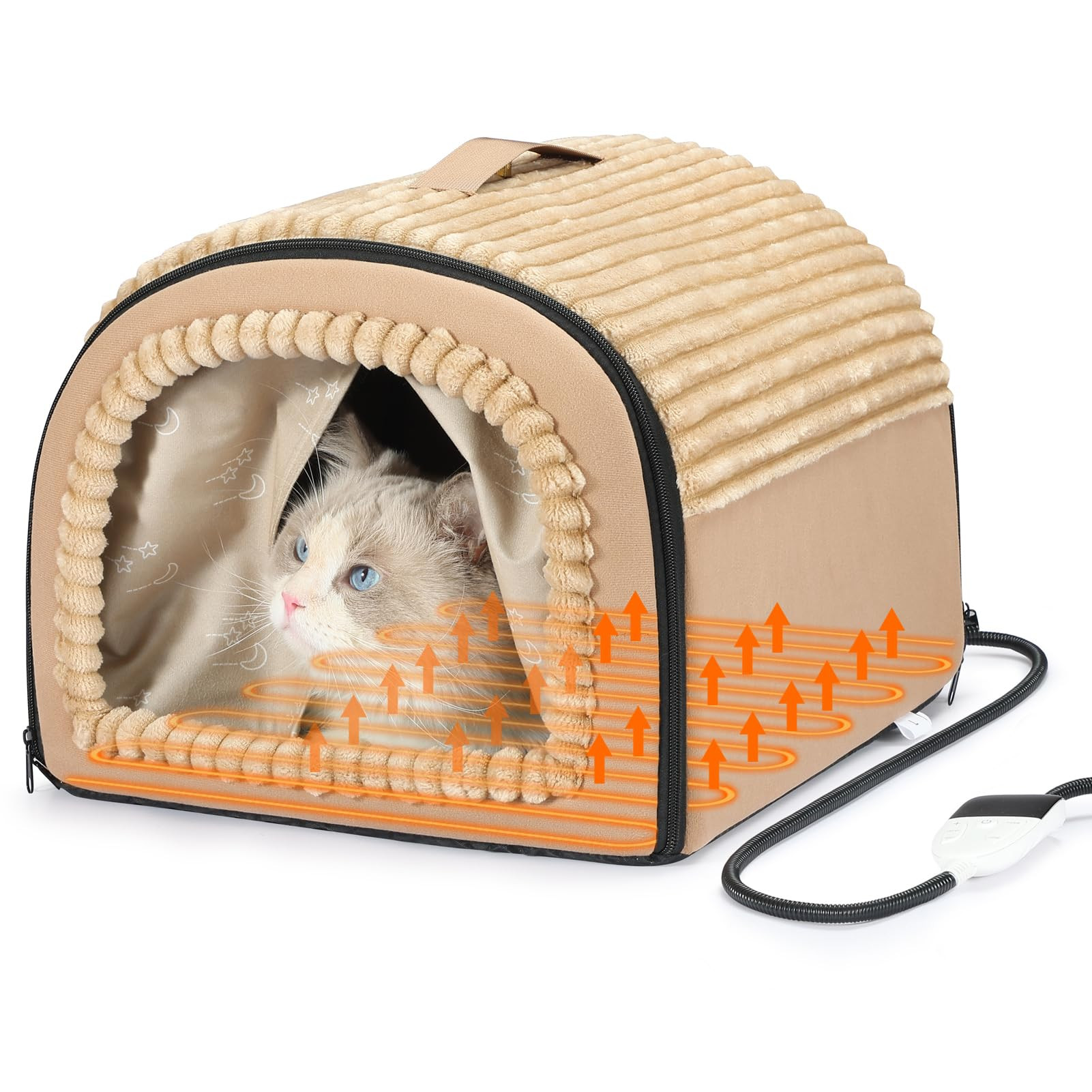 Smart Heated Cat Bed Cave Pet House for Indoor Cats & Small Dogs, Washable & Foldable with Remova... | Amazon (US)