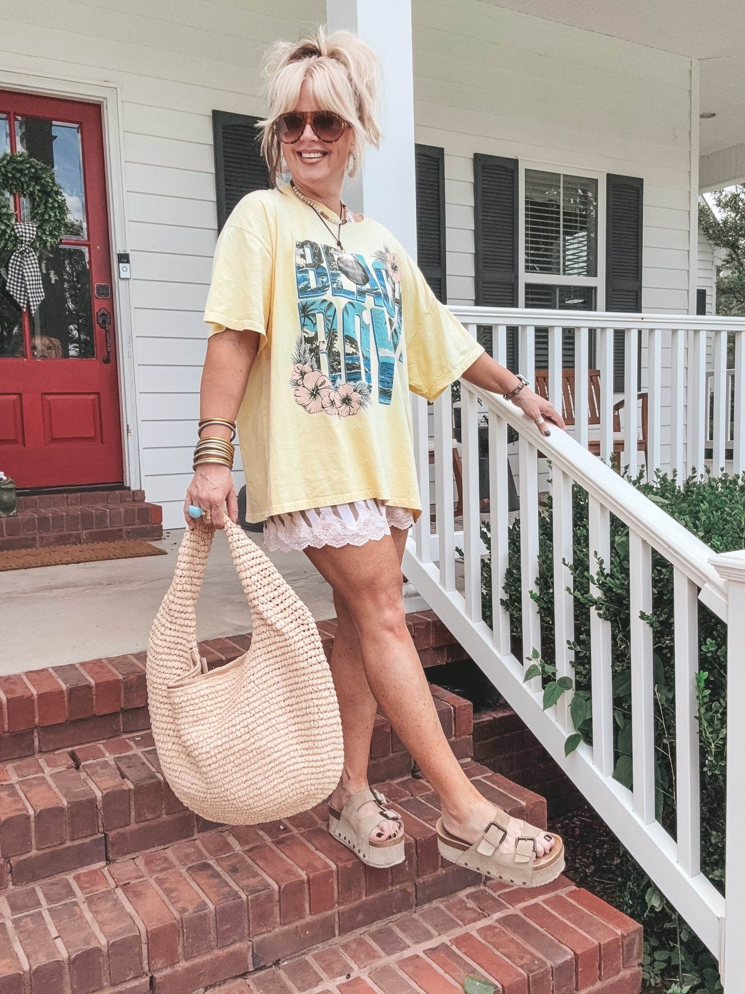 Love this tee and it’s a one size fit.  
These shorts are so cute and I’m in a medium.

#LTKootd #LTKOver40