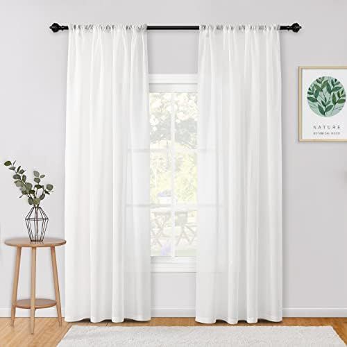 MYSKY HOME Crushed Voile Sheer Curtains for Living Room Back Tab and Rod Pocket Window Treatment Cri | Amazon (US)