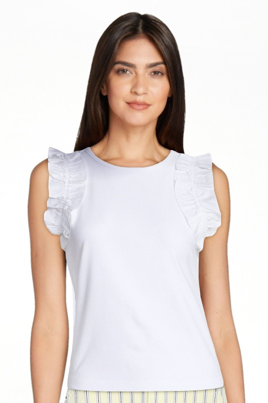 Free Assembly Women's and Women's Plus Ruffle Trim Mixy Tank Top, Sizes XS-4X | Walmart (US)