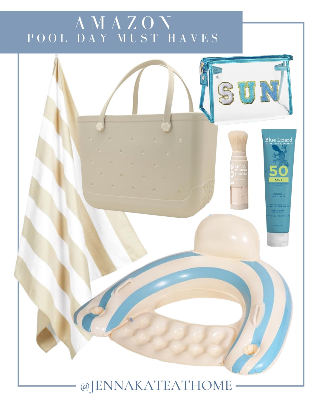 Amazon pool day must haves include sunscreen, powdered sunscreen, clear bag, pool bag, pool towel, and floatie.

Summer must haves, beach day, pool day

#LTKmomlife #LTKSeasonal #LTKKids