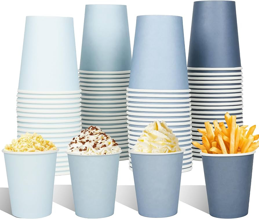 AimFun 100 Pcs Dusty Blue Paper Cups 9oz Gradient Blue Party Cups 4 Colors Disposable Beverage Co... | Amazon (US)