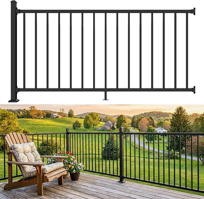 1 Pack W.6ft x H.36in Aluminum Deck Railing Kits with Post, AAMA 2604–Grade Textured Matte Blac... | Amazon (US)