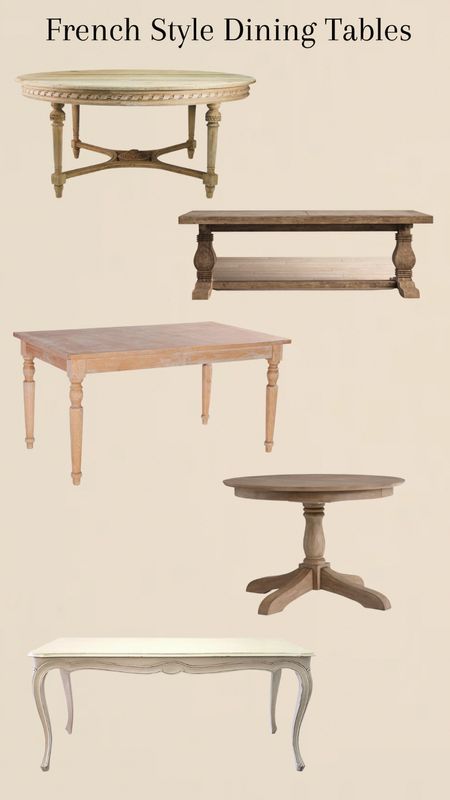 French style dining table, wooden dining table, round, rectangular, kinda farmhouse 

#LTKstyletip #LTKhome #LTKsalealert