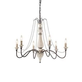 EDISLIVE Carmichael French Country 6-Light Candlestick Wood Chandelier with Crystal 8101000004423... | The Home Depot