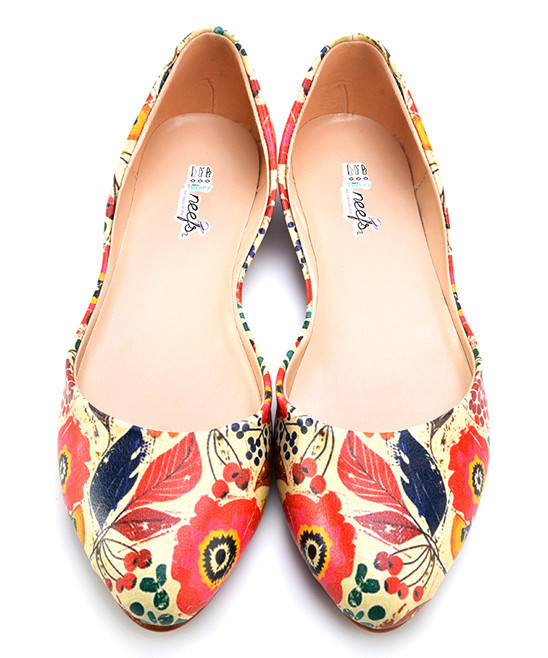 Neefs Women's Ballet Flats Printed - Beige Floral d'Orsay Ballet Flat - Women | Zulily