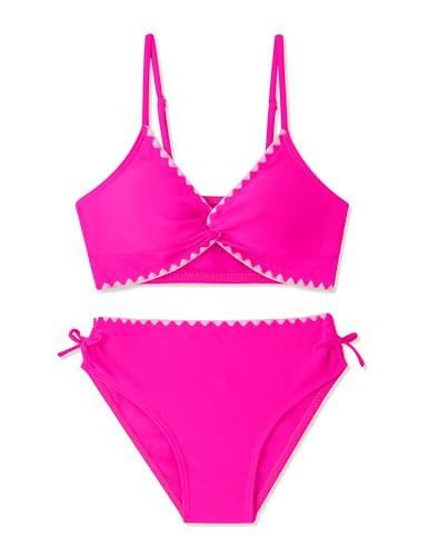 Teen Swimsuits for Girls 12-14 Girls Bathing Suits Teen Bikini Pink Twist V Neck Drawstring Cute Girls Bikini Swim Two Piece Beach Girls Swimwear Sets with Chest Pad | Amazon (US)