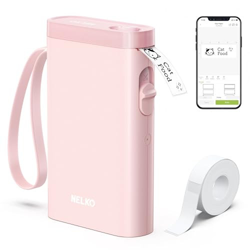 Nelko Label Maker Machine with Tape, P21 Bluetooth Label Printer, Wireless Mini Label Makers with Multiple Templates for School Office Home, Pink | Amazon (US)