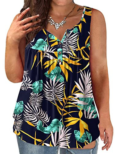 Plus Size Tops for Women Sexy Sleeveless Shirts Fashion Tunics XL Floral 13 16W | Amazon (US)