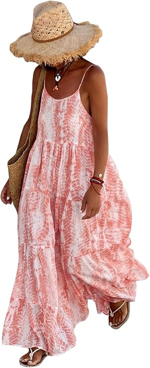 PRETTYGARDEN Women Summer Dresses 2024 Spaghetti Strap Scoop Neck Floral Maxi Dress Flowy Boho Lo... | Amazon (US)