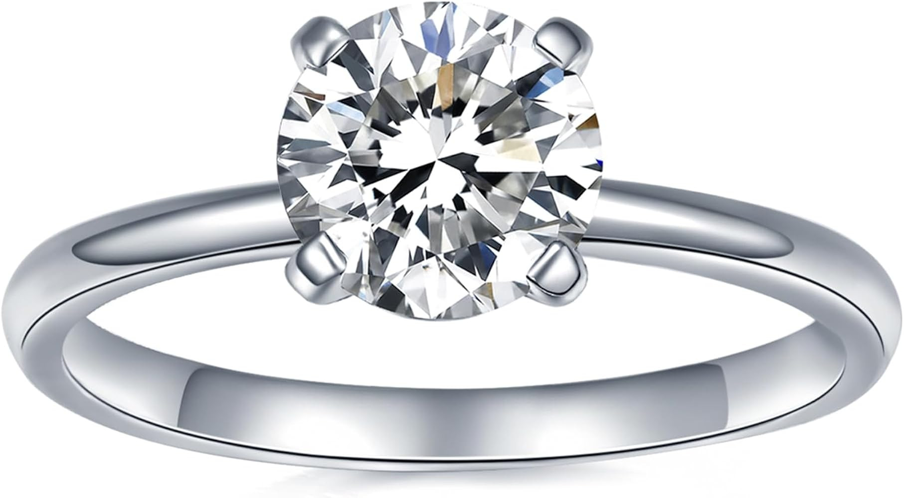 IMOLOVE Solitaire Moissanite Engagement Ring, 1CT D Color VVS1 Clarity, 925 Sterling Silver with ... | Amazon (US)