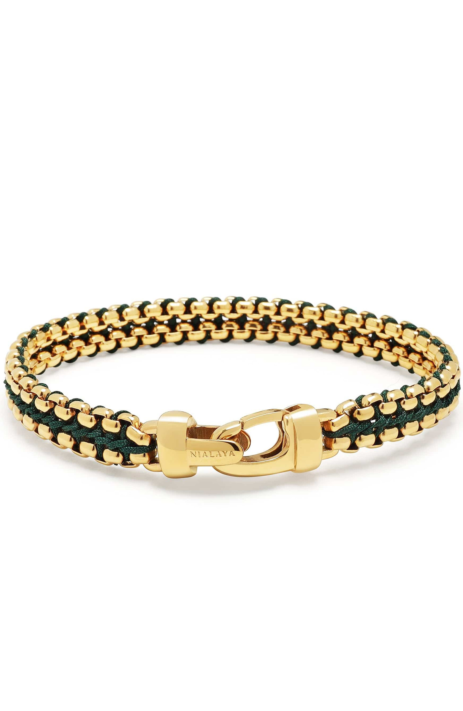 Green Woven Box Gold Chain Bracelet | Nordstrom