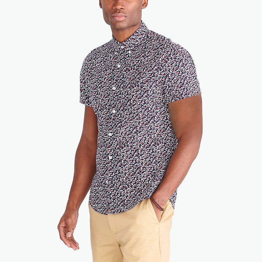 Short-sleeve floral-print slim casual shirt | J.Crew Factory