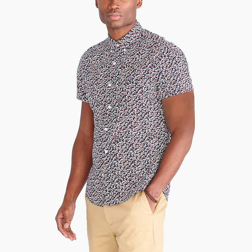 Short-sleeve floral-print slim casual shirt | J.Crew Factory
