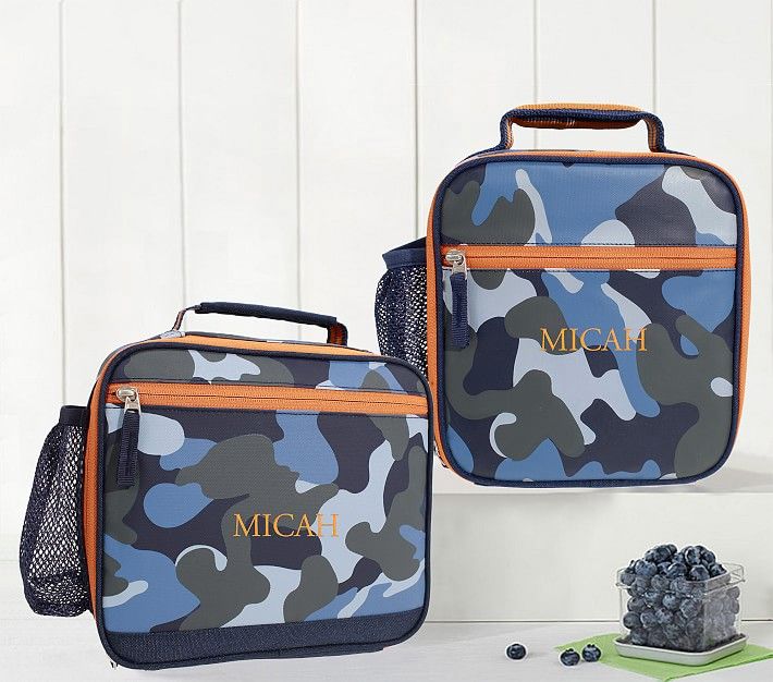 Mackenzie Blue Gray Camo Glow-in-the-Dark Lunch Boxes | Pottery Barn Kids