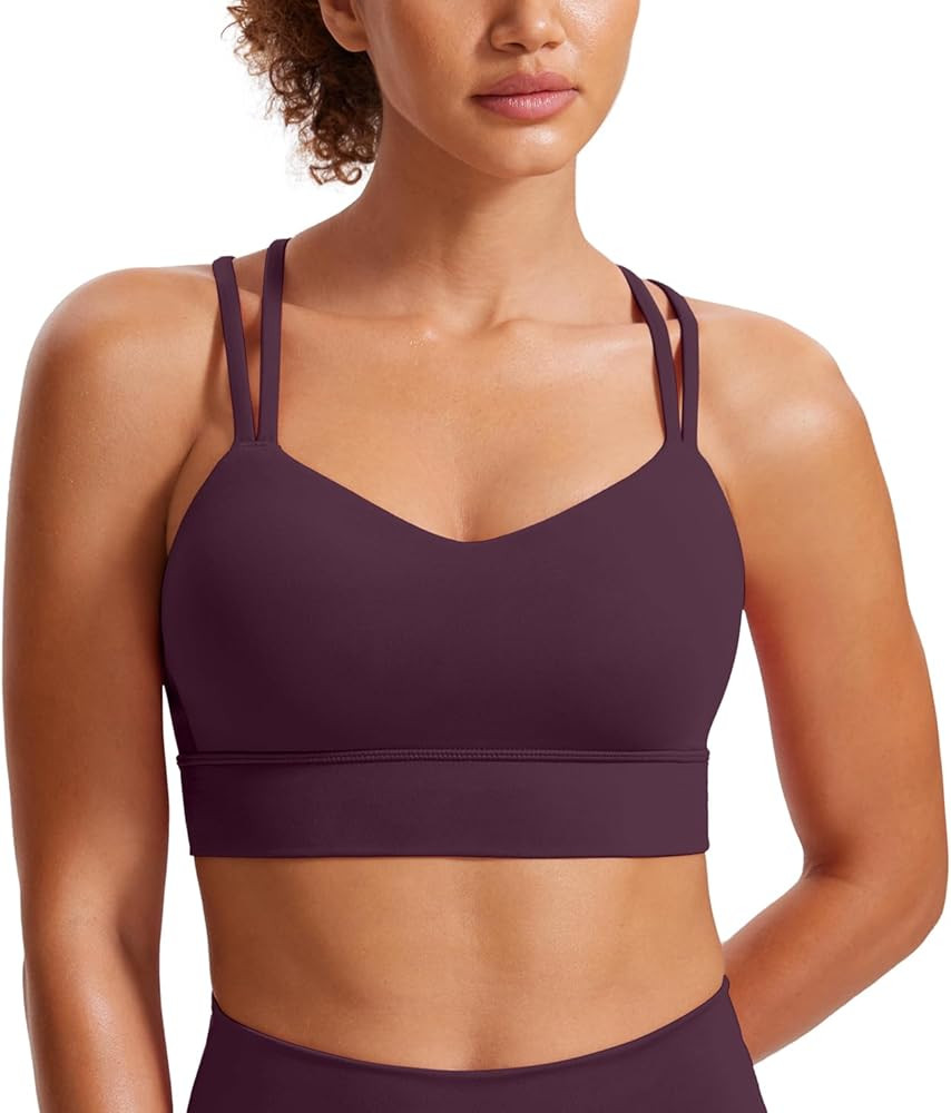 CRZ YOGA Womens Butterluxe Strappy Longline Sports Bra - Molded Cup Double Spaghetti Strap Workou... | Amazon (US)